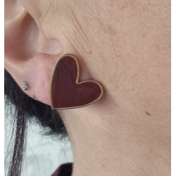 Pendientes corazón burdeos