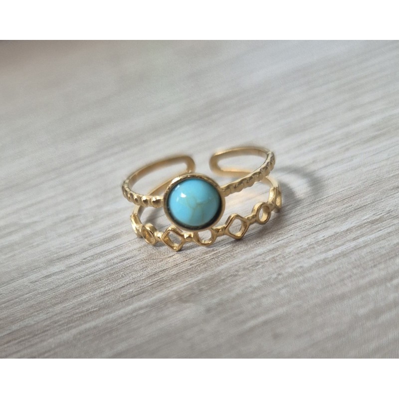 Anillo doble turquesa