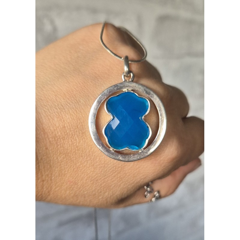 Collar oso azul