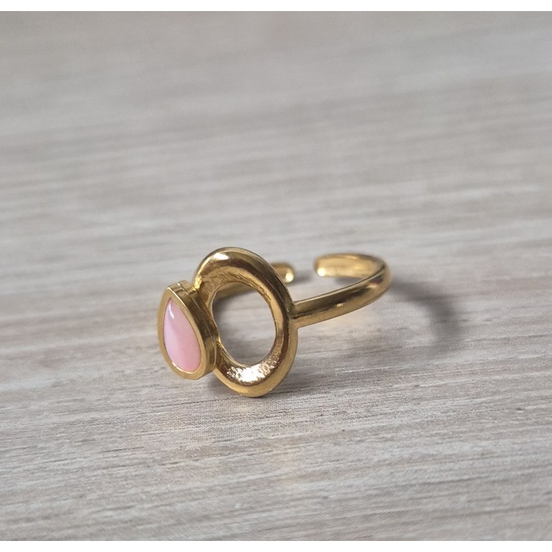 Anillo abierto gota rosa