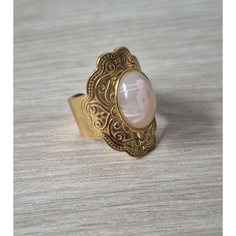 Anillo acero piedra color