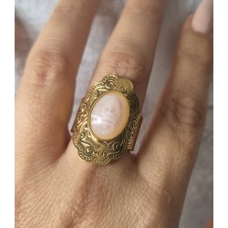 Anillo acero piedra color