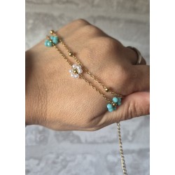 Pulsera flor turquesa y oerlas
