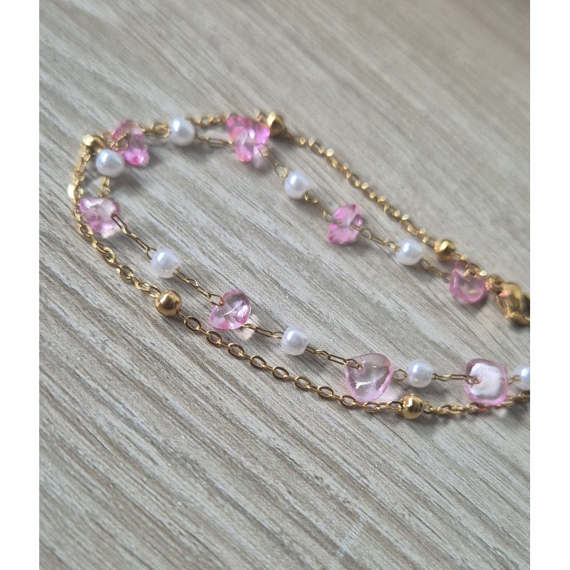 Pulsera piedras rosa