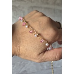 Pulsera piedras rosa