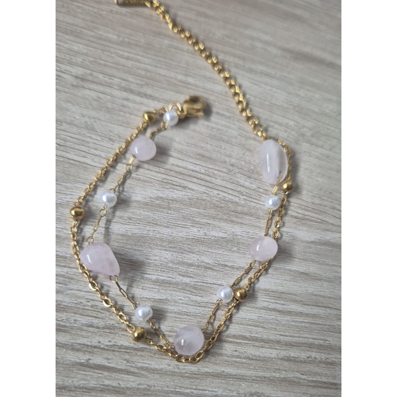 Pulsera piedras rosa