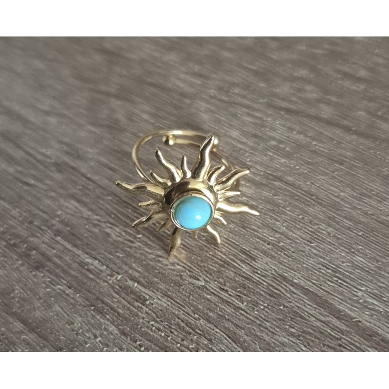 Anillo sol acero turquesa