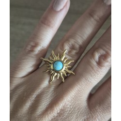 Anillo sol acero turquesa
