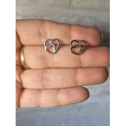 Pendientes doble corazón