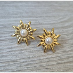 Pendientes sol perla