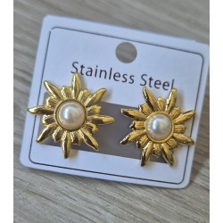 Pendientes sol perla